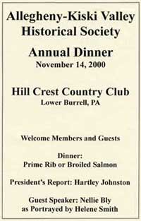 Allegheny-Kiski Valley Historical Society invitation